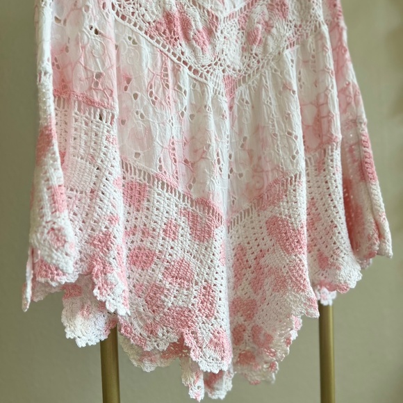 LoveShackFancy Garcelle tie-dyed crochet and broderie midi/maxi skirt size 2 - Picture 7 of 16